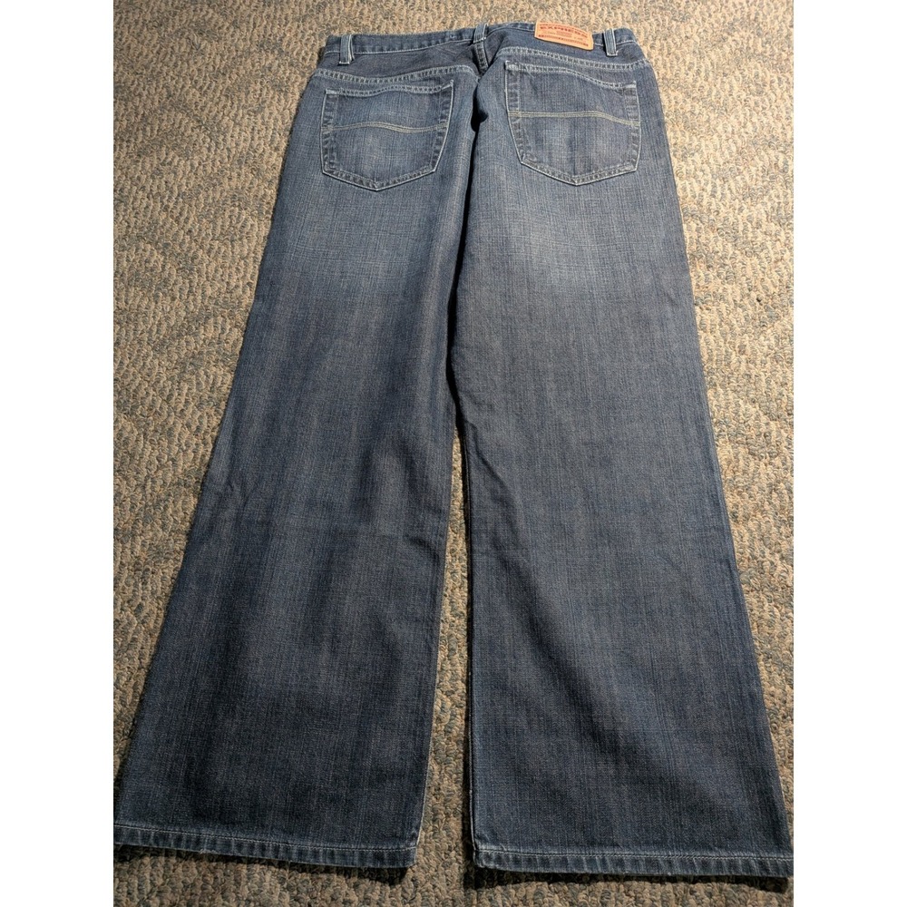 Express Loose Bootcut Jeans Mens 36x30 Blue Cotton Rake Whiskers 44433A-01